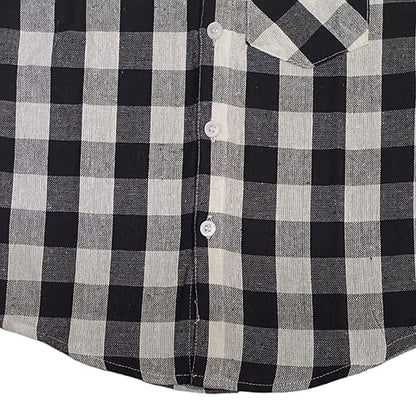 Vastraa Fusion Ikat Print Pure Cotton Spread Collar, Helf Sleeves, Button Shirt Casual Wear For Kid's