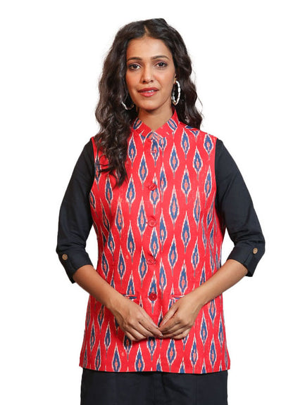 Digital Printed - Mango Silk Nehru Jacket Ladies Modi Jacket / Waistcoat