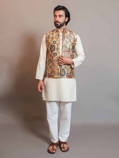 Men's Digital Printed - Mango Silk Nehru Jacket Ladies Modi Jacket / Waistcoat