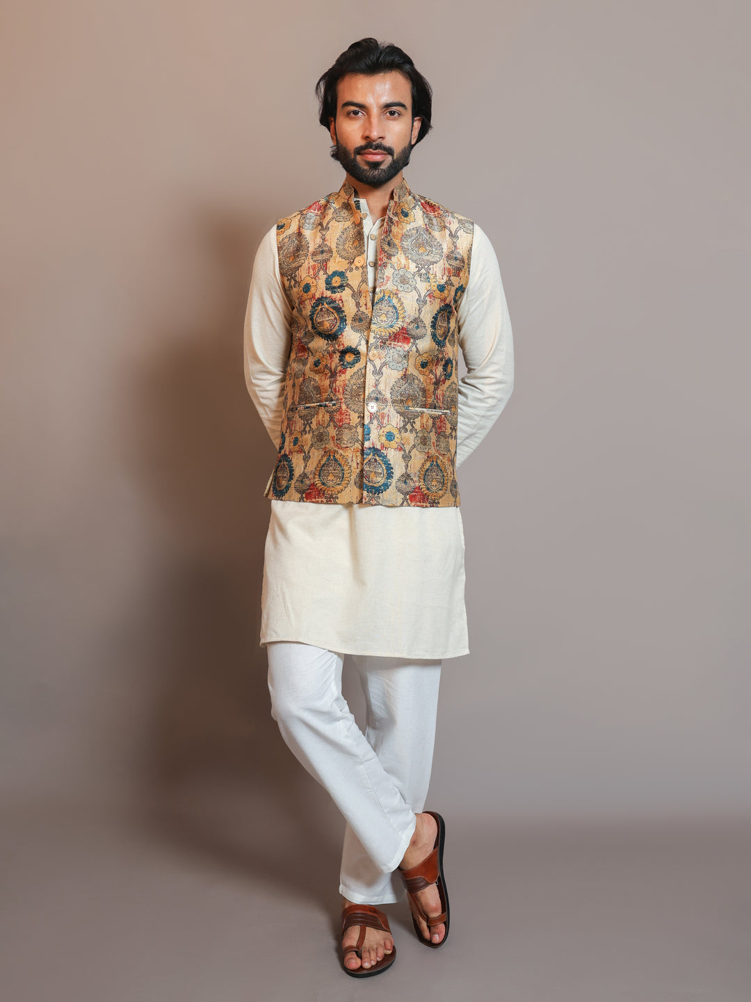 Men's Digital Printed - Mango Silk Nehru Jacket Ladies Modi Jacket / Waistcoat