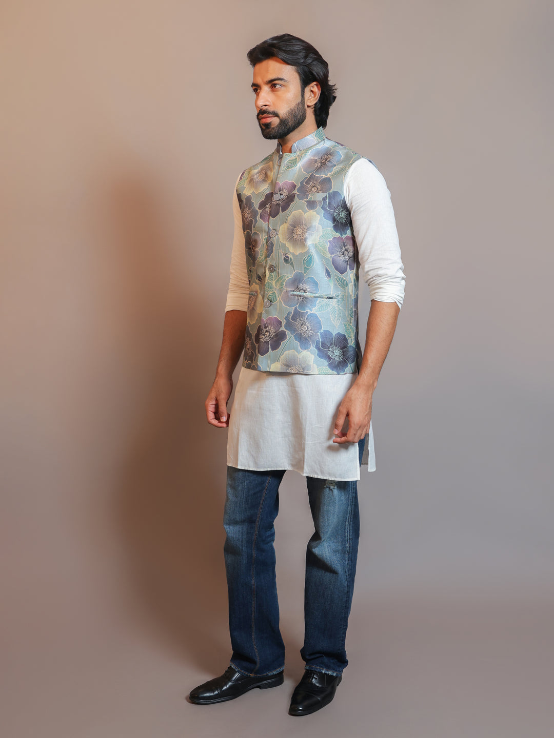 Men's Digital Printed - Mango Silk Nehru Jacket Ladies Modi Jacket / Waistcoat