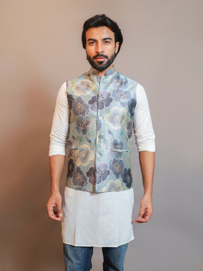 Men's Digital Printed - Mango Silk Nehru Jacket Ladies Modi Jacket / Waistcoat