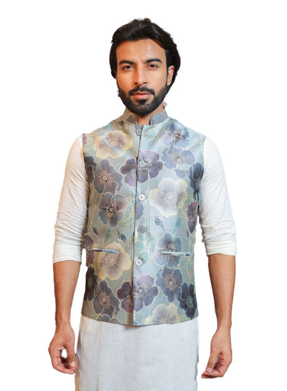 Men's Digital Printed - Mango Silk Nehru Jacket Ladies Modi Jacket / Waistcoat