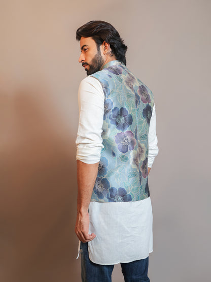 Men's Digital Printed - Mango Silk Nehru Jacket Ladies Modi Jacket / Waistcoat