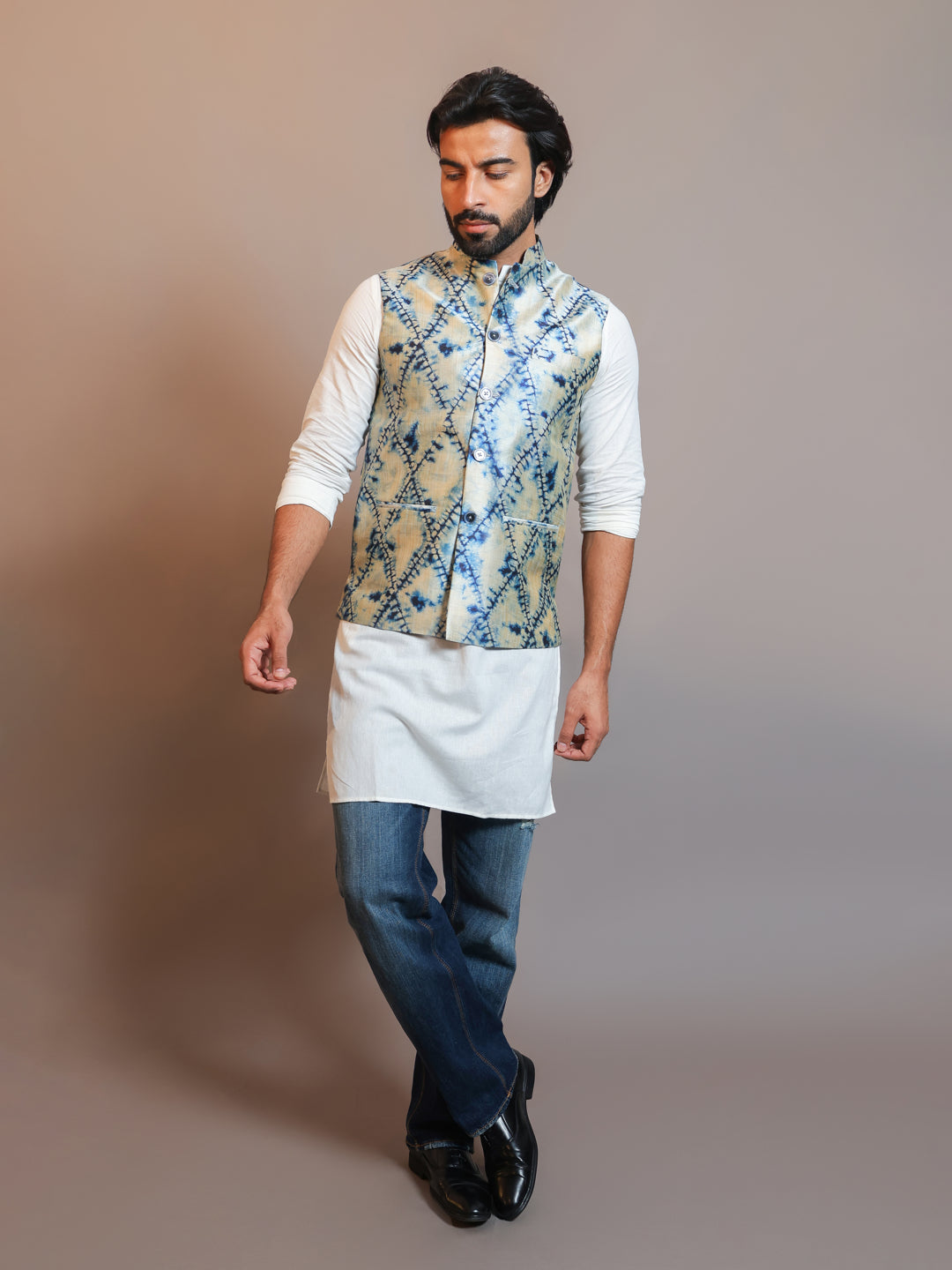 Men's Digital Printed - Mango Silk Nehru Jacket Ladies Modi Jacket / Waistcoat