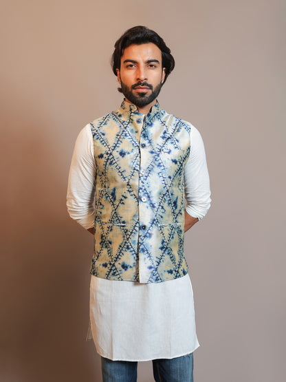 Men's Digital Printed - Mango Silk Nehru Jacket Ladies Modi Jacket / Waistcoat