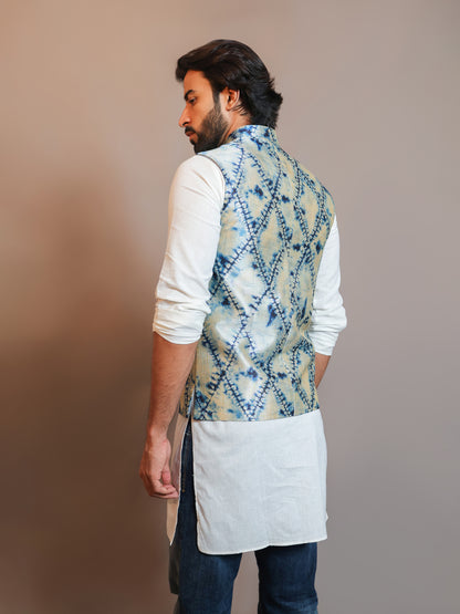 Men's Digital Printed - Mango Silk Nehru Jacket Ladies Modi Jacket / Waistcoat