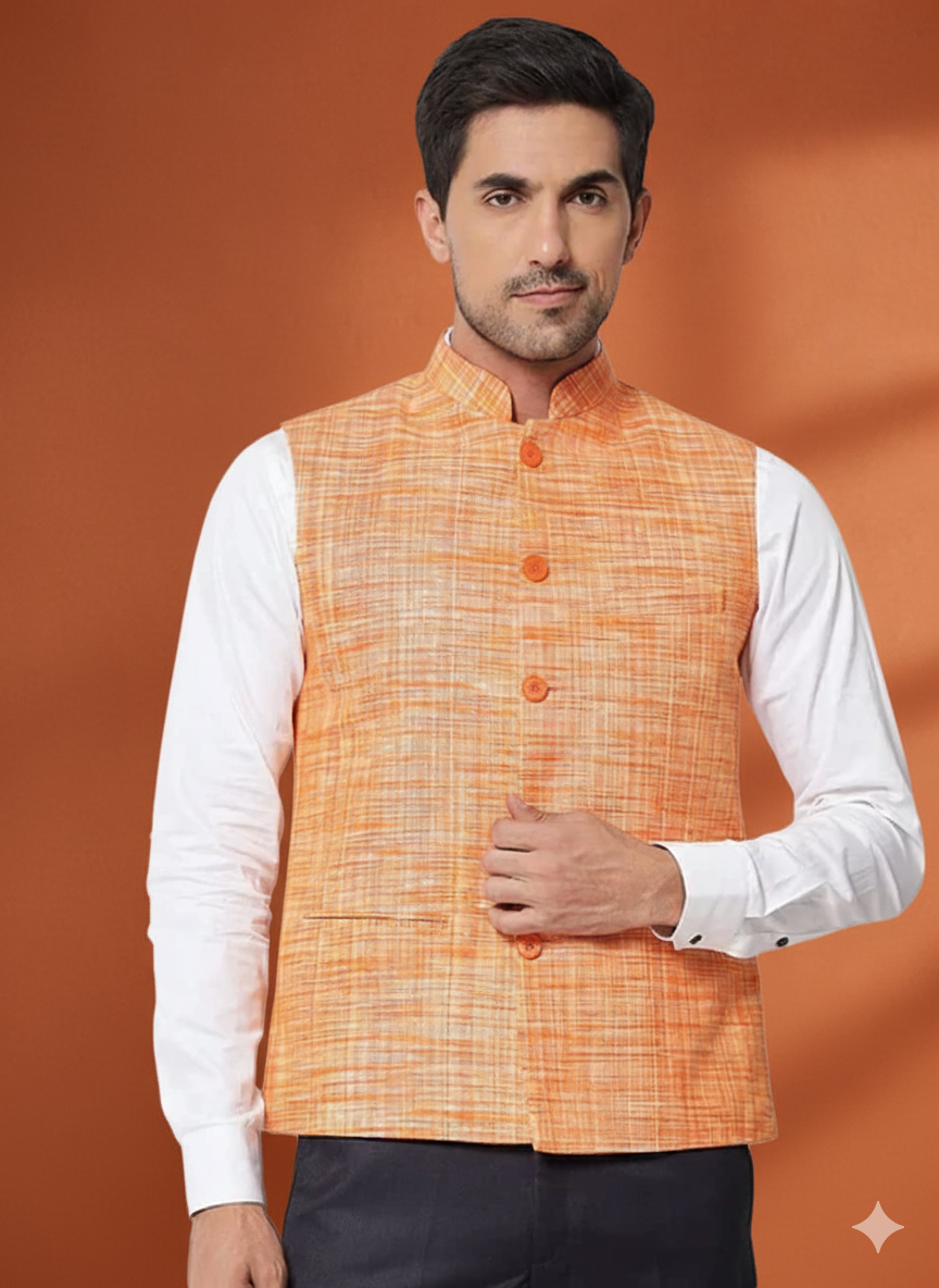 Small Check Patterns - South Cotton Nehru Jacket