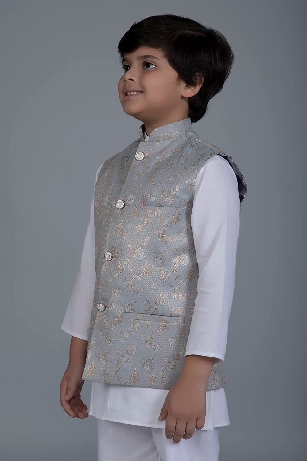 Vastraa Fusion Boys Printed Cotton Nehru Jacket, Round Collar, Ethnic Wear Jacket