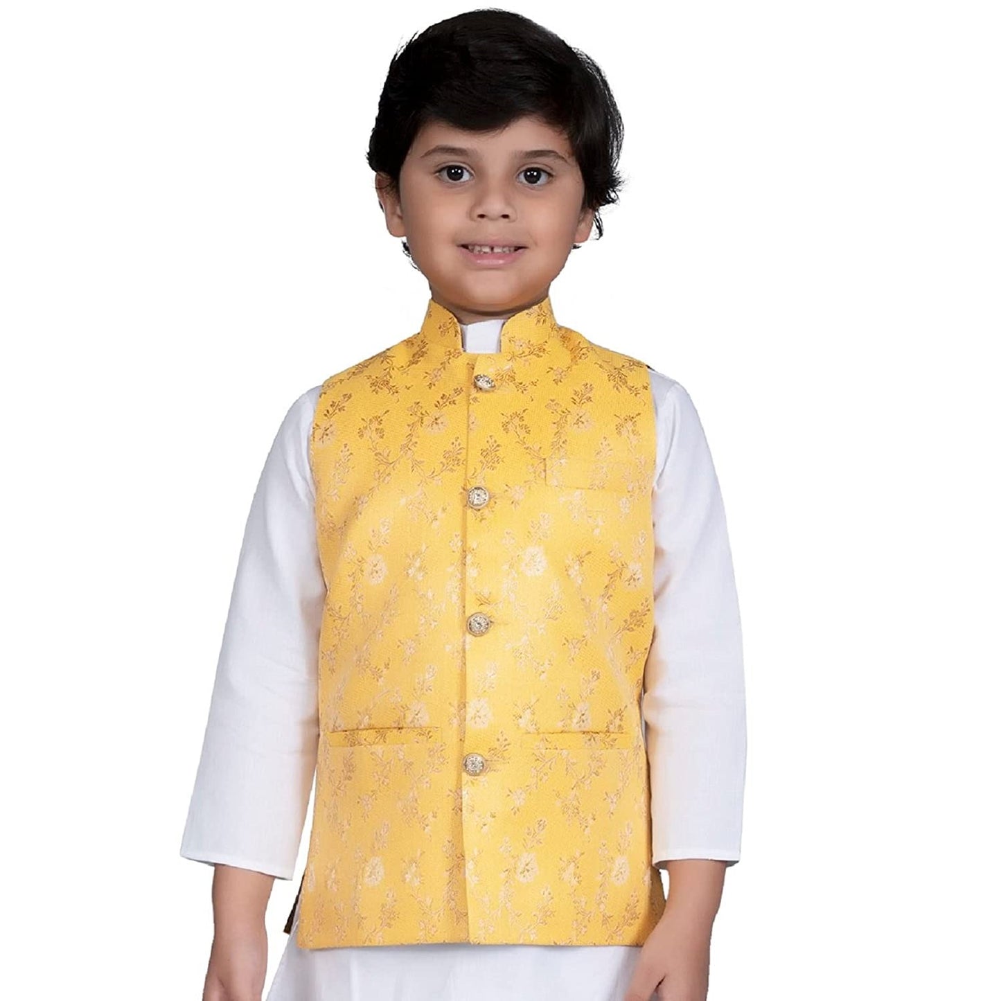 Vastraa Fusion Boys Printed Cotton Nehru Jacket, Round Collar, Ethnic Wear Jacket