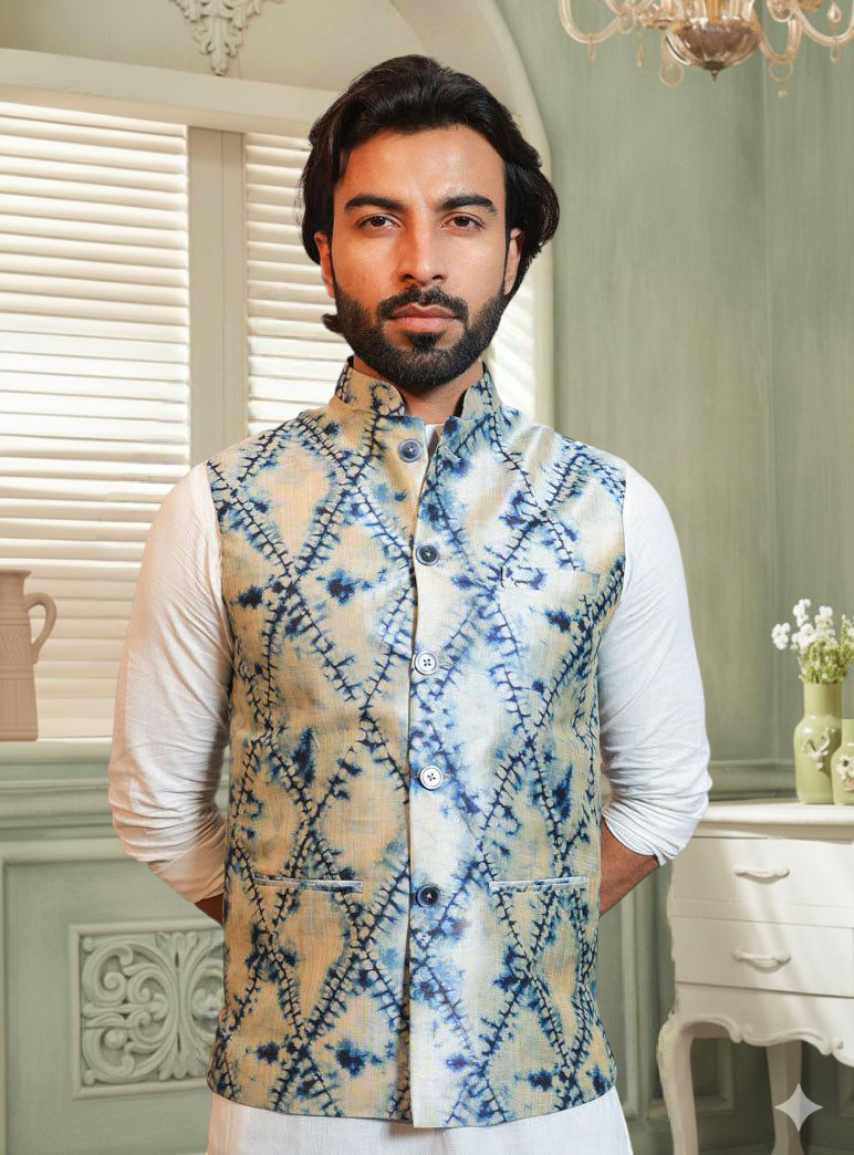 Men's Digital Printed - Mango Silk Nehru Jacket Ladies Modi Jacket / Waistcoat
