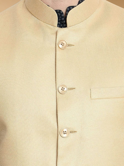 Vastraa Fusion Men's Indian Traditional Cotton Solid Nehru Jacket/Waistcoat