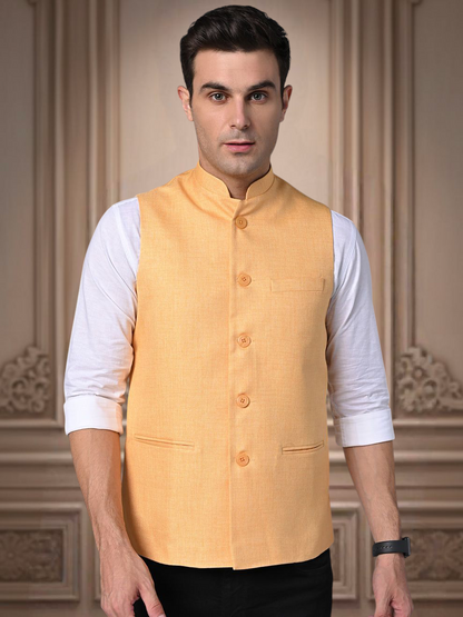 Vastraa Fusion Men's Indian Traditional Cotton Nehru Jacket/Waistcoat