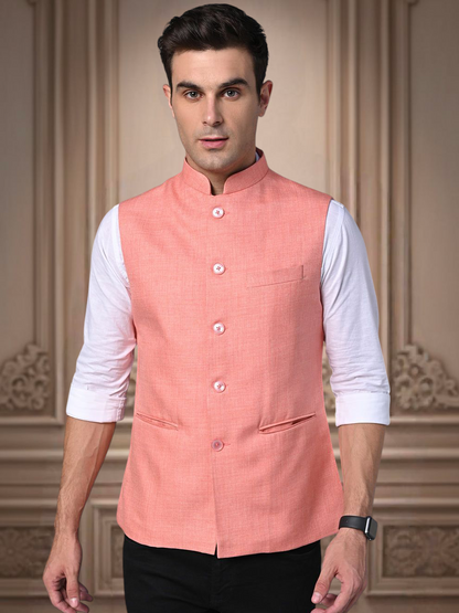 Vastraa Fusion Men's Indian Traditional Cotton Nehru Jacket/Waistcoat