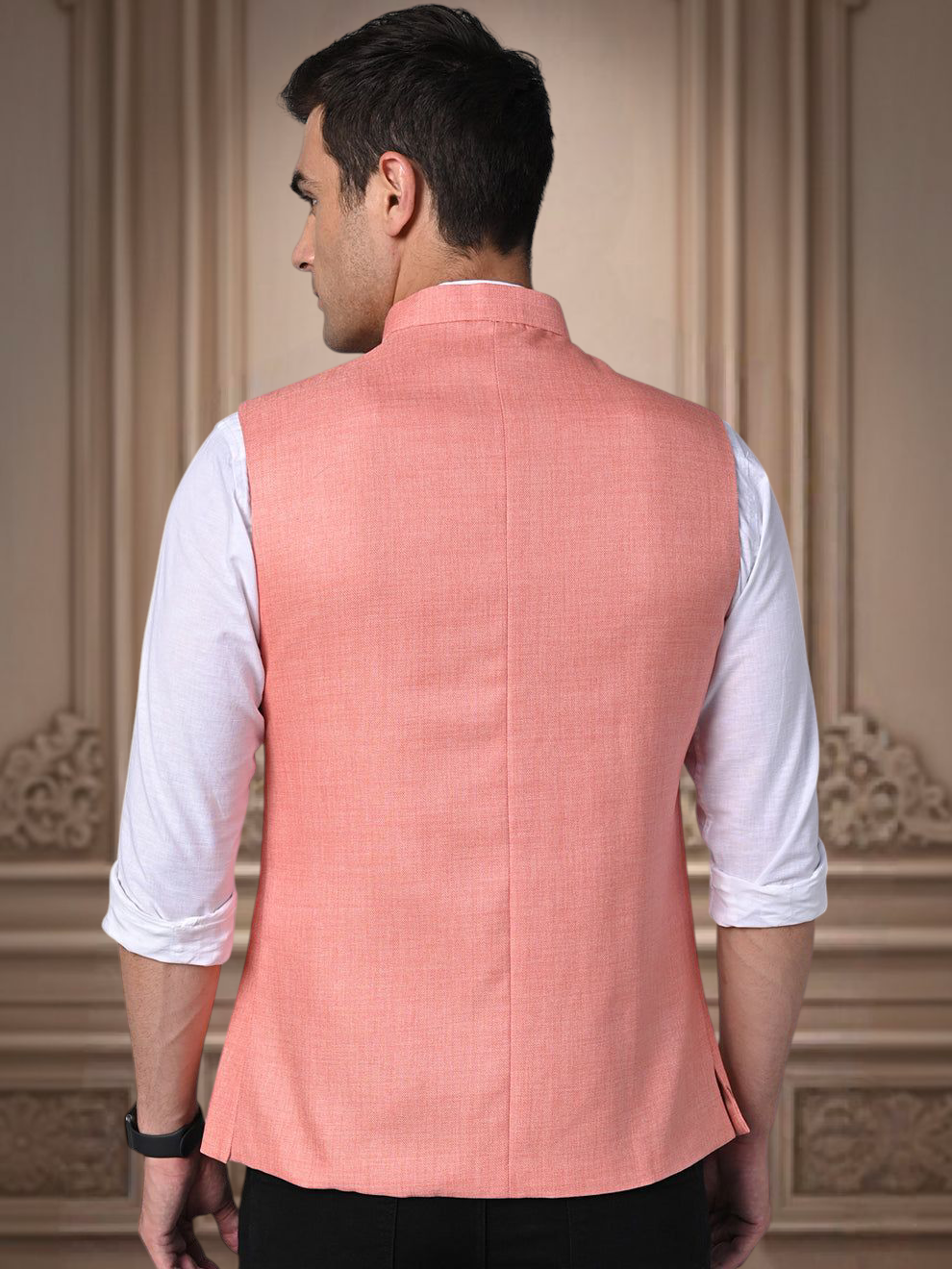 Vastraa Fusion Men's Indian Traditional Cotton Nehru Jacket/Waistcoat