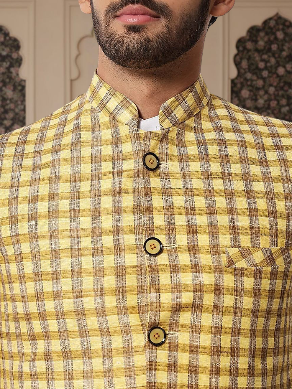 Vastraa Fusion Modi Jacket / Waistcoat - Chabila Block Check Patterns - South Cotton Jacket