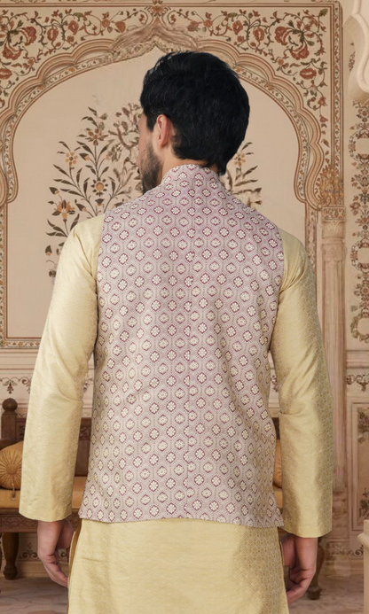 Men's Embroidery Silk Traditional Ethnic Nehru Jacket