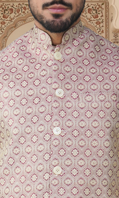 Men's Embroidery Silk Traditional Ethnic Nehru Jacket