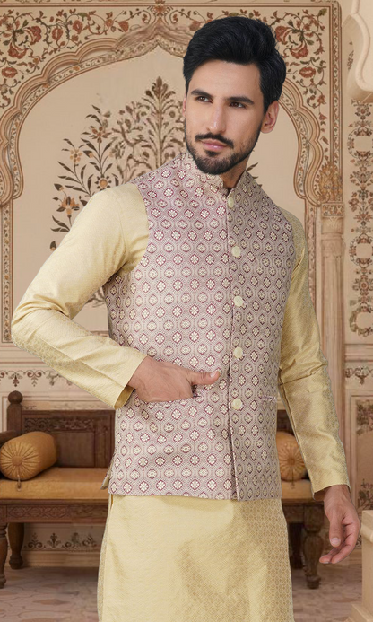 Men's Embroidery Silk Traditional Ethnic Nehru Jacket