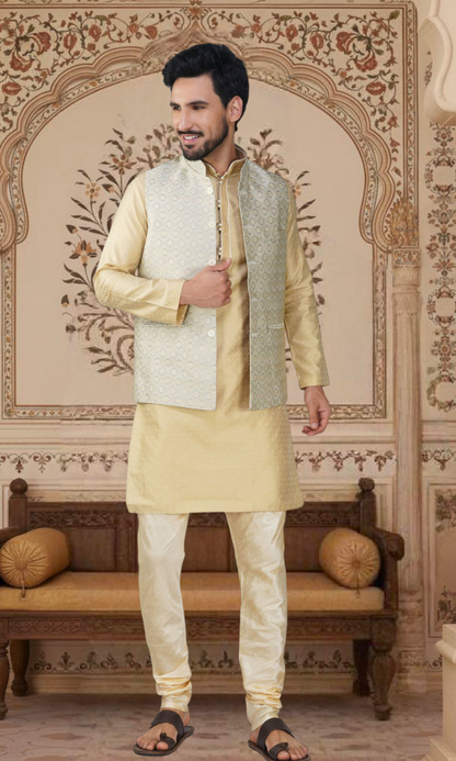 Men's Embroidery Silk Traditional Ethnic Nehru Jacket
