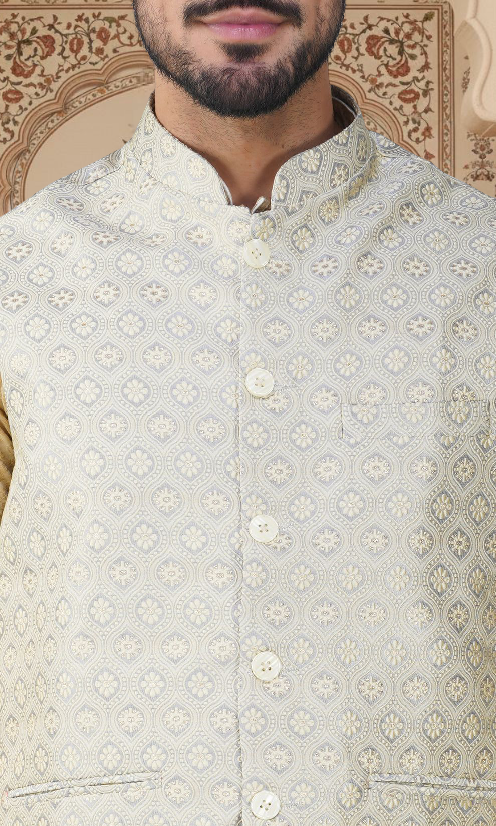 Men's Embroidery Silk Traditional Ethnic Nehru Jacket