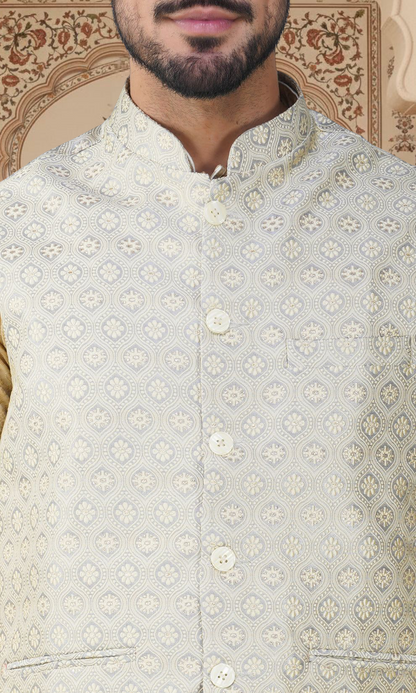 Men's Embroidery Silk Traditional Ethnic Nehru Jacket