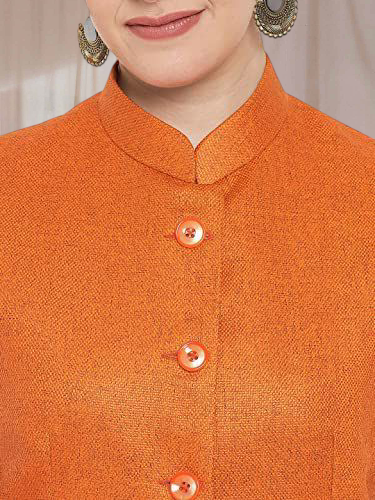 Vastraa Fusion Ladies Modi Jacket / Waistcoat - Plain Solid Colurs - Cotton Mix Nehru Jacket