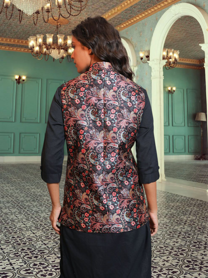 Digital Printed - Mango Silk Nehru Jacket Ladies Modi Jacket / Waistcoat