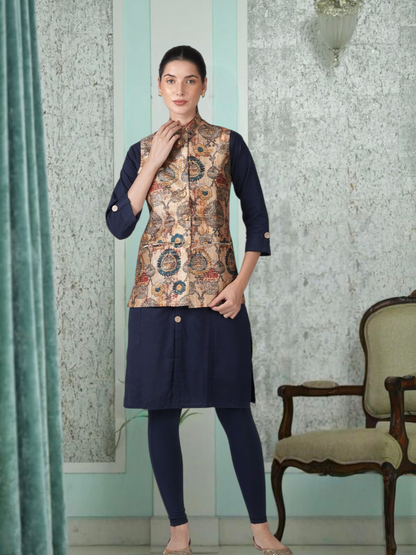 Digital Printed - Mango Silk Nehru Jacket Ladies Modi Jacket / Waistcoat