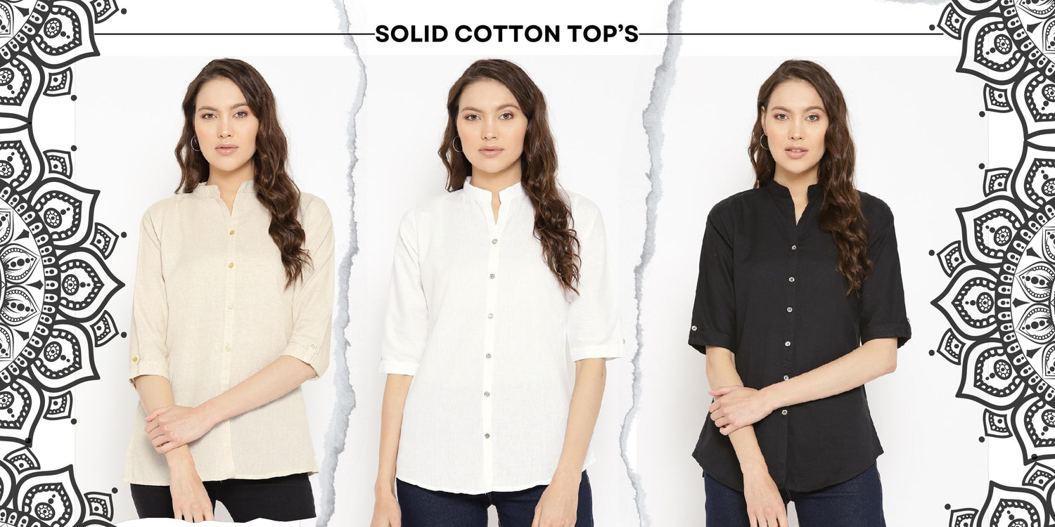 Vastraa Fusion Combo Cotton Flex Solid Top for Girls/Women