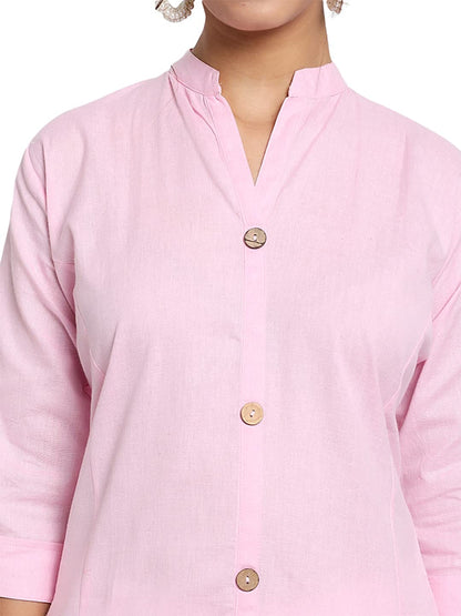 Vastraa Fusion Women's Pure Cotton Solid Button Kurti