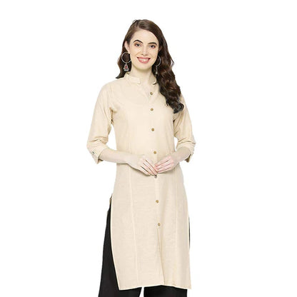 Vastraa Fusion Women's Pure Cotton Solid Button Kurti