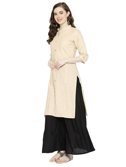 Vastraa Fusion Women's Pure Cotton Solid Button Kurti