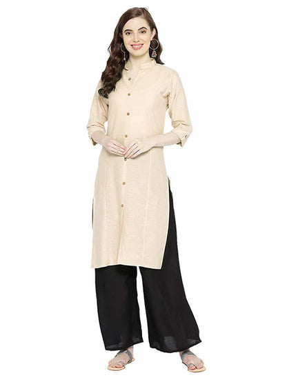 Vastraa Fusion Women's Pure Cotton Solid Button Kurti