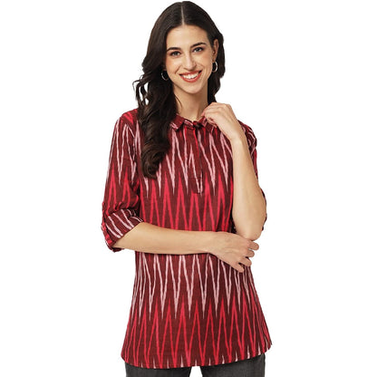 Vastraa Fusion" Cotton Flex Ikat Pattern Top for Girls/Women