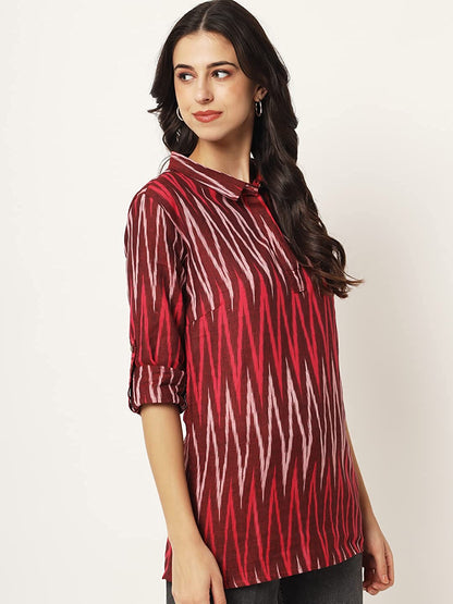 Vastraa Fusion" Cotton Flex Ikat Pattern Top for Girls/Women