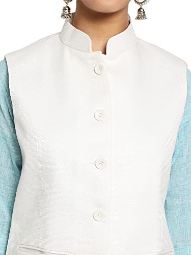 Vastraa Fusion Ladies Modi Jacket / Waistcoat - Plain Solid Colurs - Cotton Mix Nehru Jacket