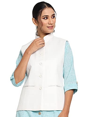 Vastraa Fusion Ladies Modi Jacket / Waistcoat - Plain Solid Colurs - Cotton Mix Nehru Jacket