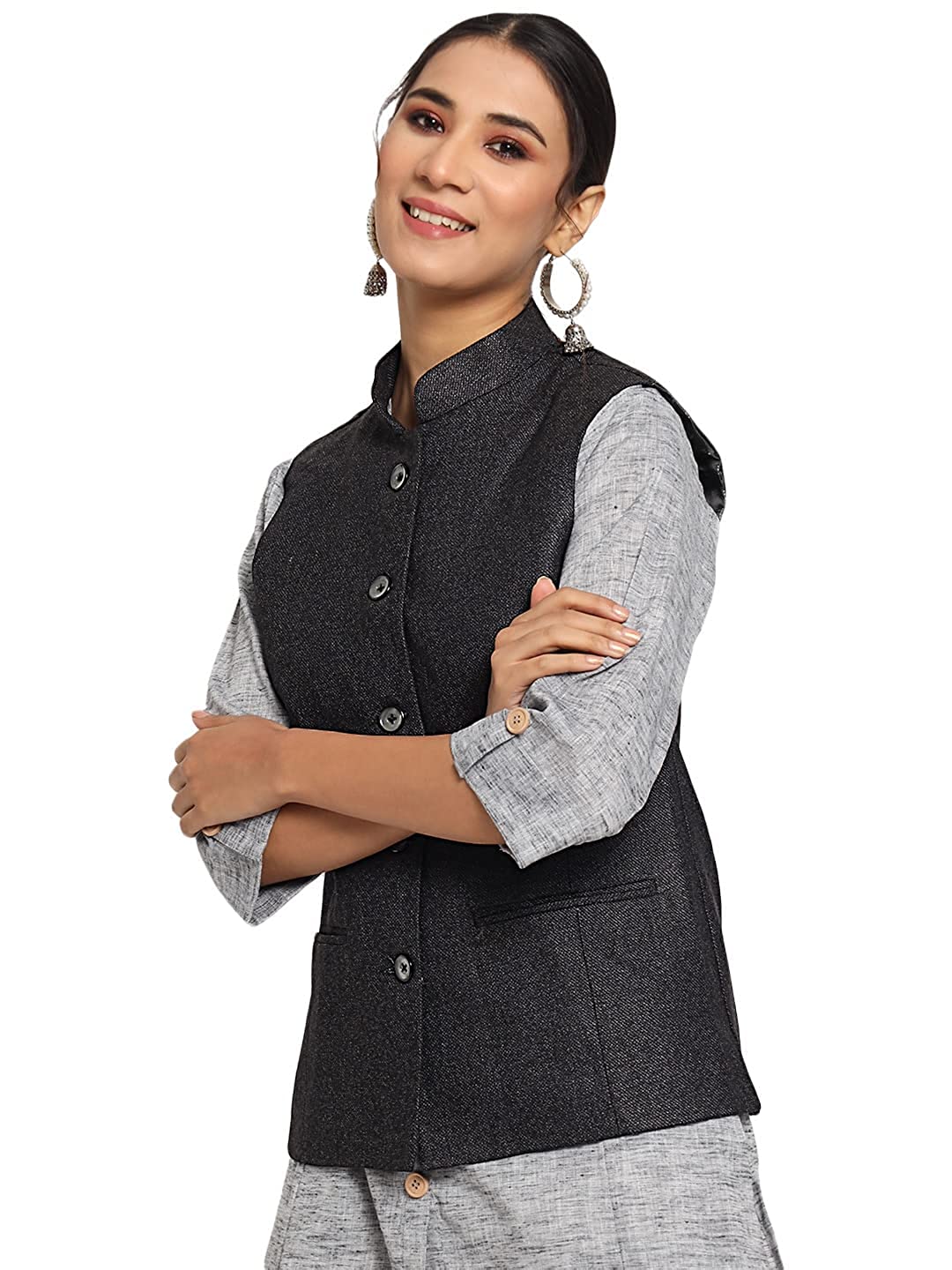 Vast Jacket Vastraa Fusion Ladies Modi Jacket / Waistcoat - Plain Solid Colors - W ...