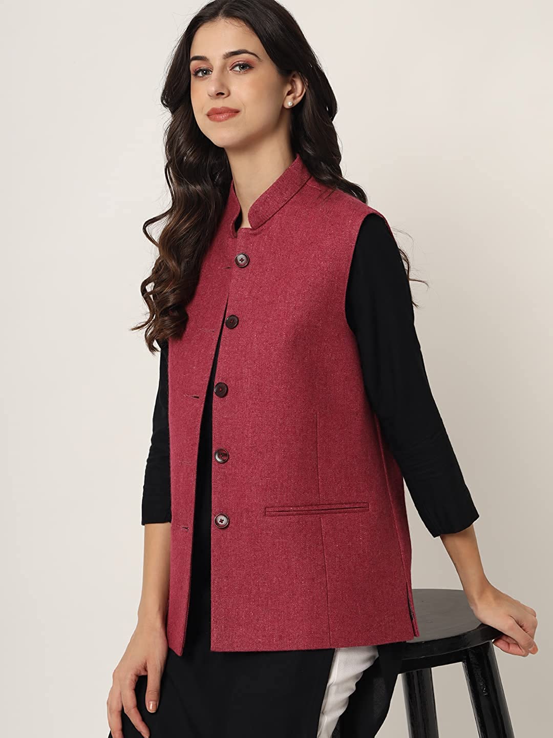 Vastraa Fusion Ladies Modi Jacket Waistcoat Plain Solid Colors W vastraa fusion