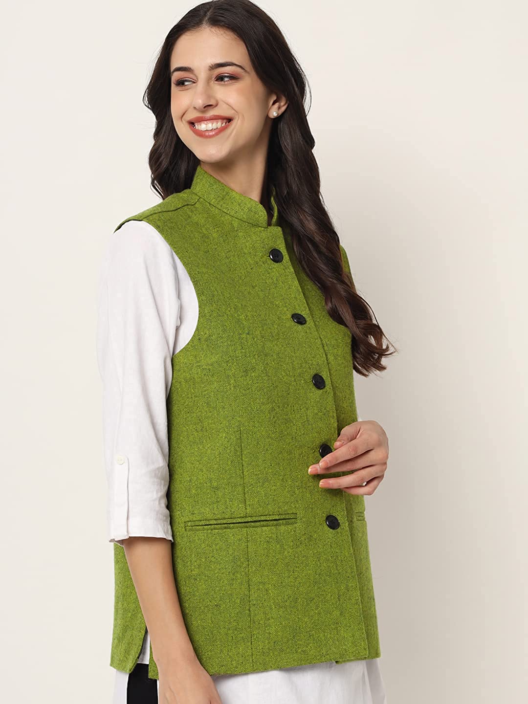 Vastraa Fusion Ladies Modi Jacket / Waistcoat - Plain Solid Colors - Woolen Jacket
