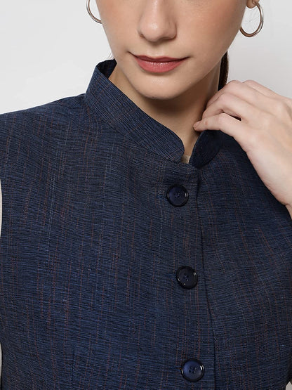 Vastraa Fusion Ladies Modi Jacket / Waistcoat Cotton  Silk Look in Textured Print Nehru Jacket