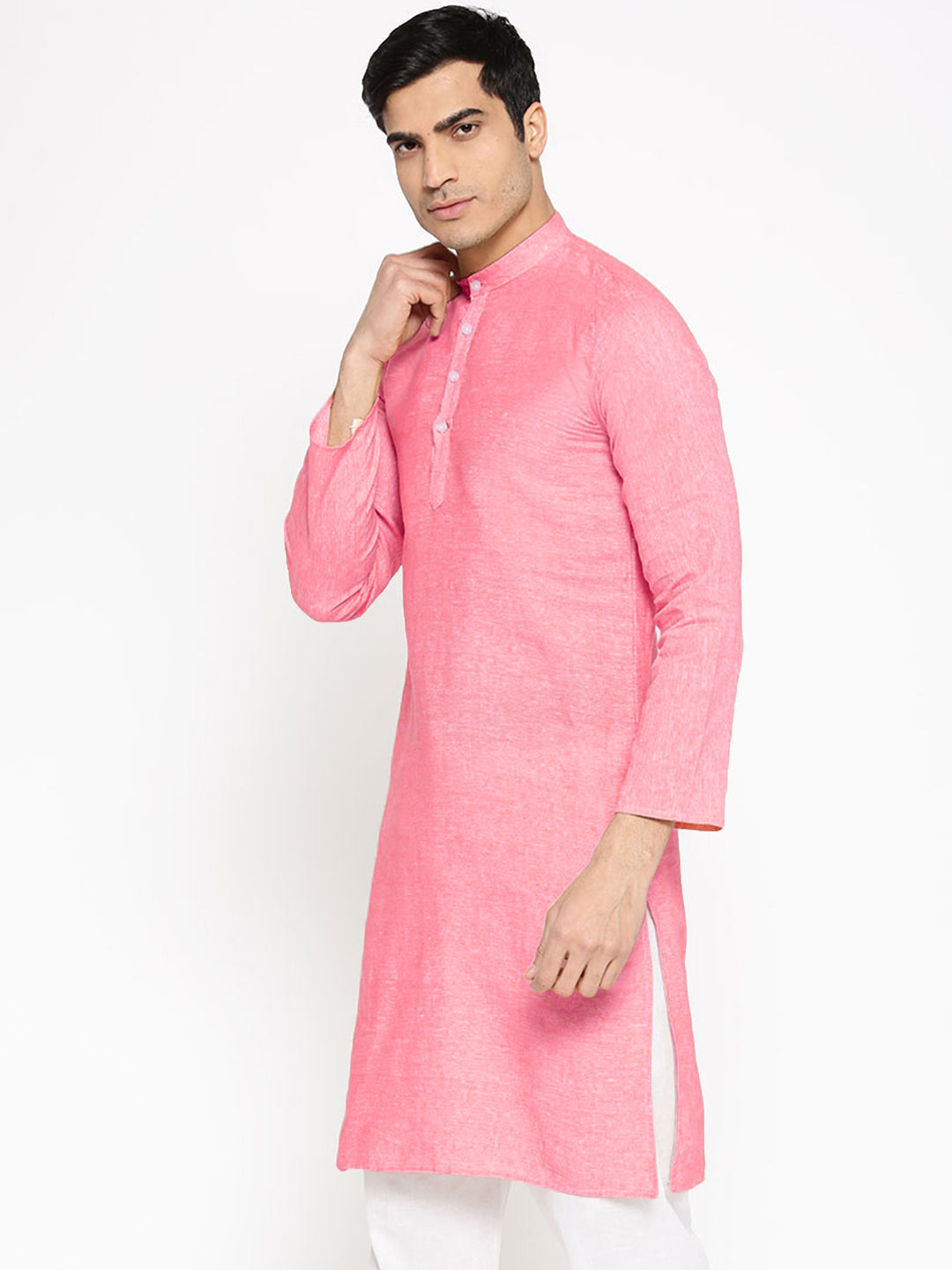 Vastraa Fusion Men's Solid Cotton Solid Kurt