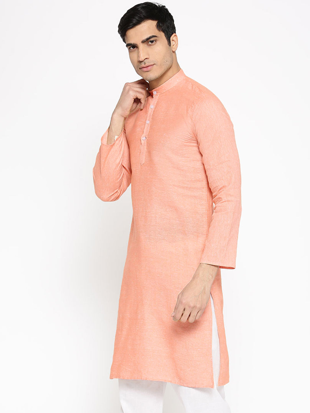 Vastraa Fusion Men's Solid Cotton Solid Kurt