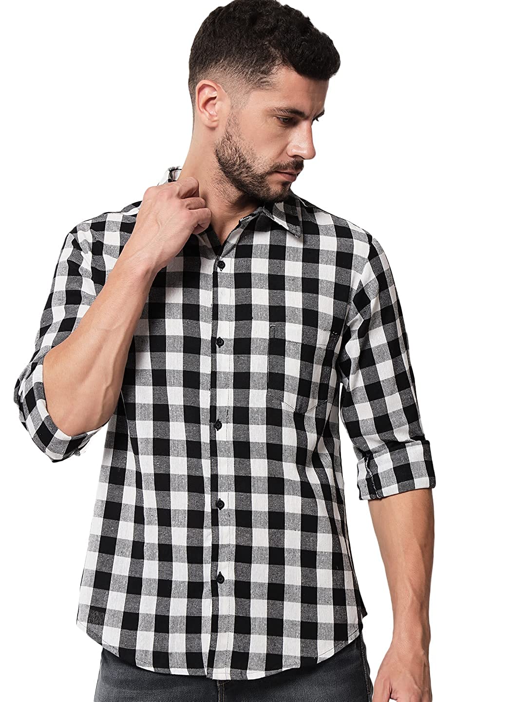 Vastraa Fusion Men's Cotton Checkered Shirt