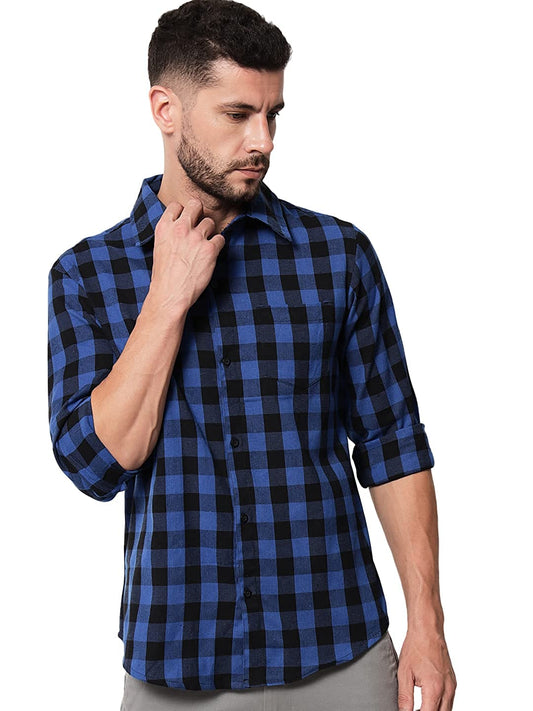 Vastraa Fusion Men's Cotton Checkered Shirt