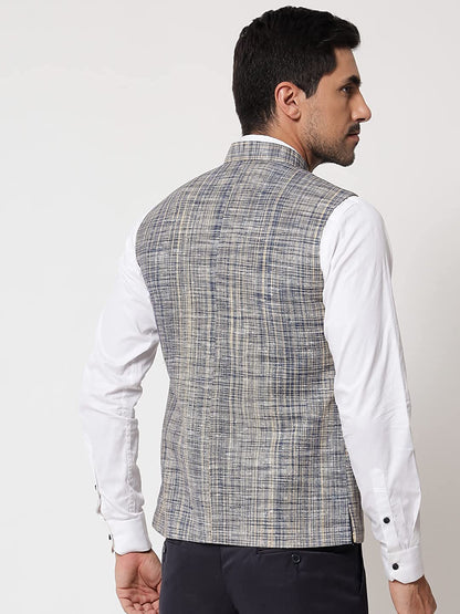 Small Check Patterns - South Cotton Nehru Jacket
