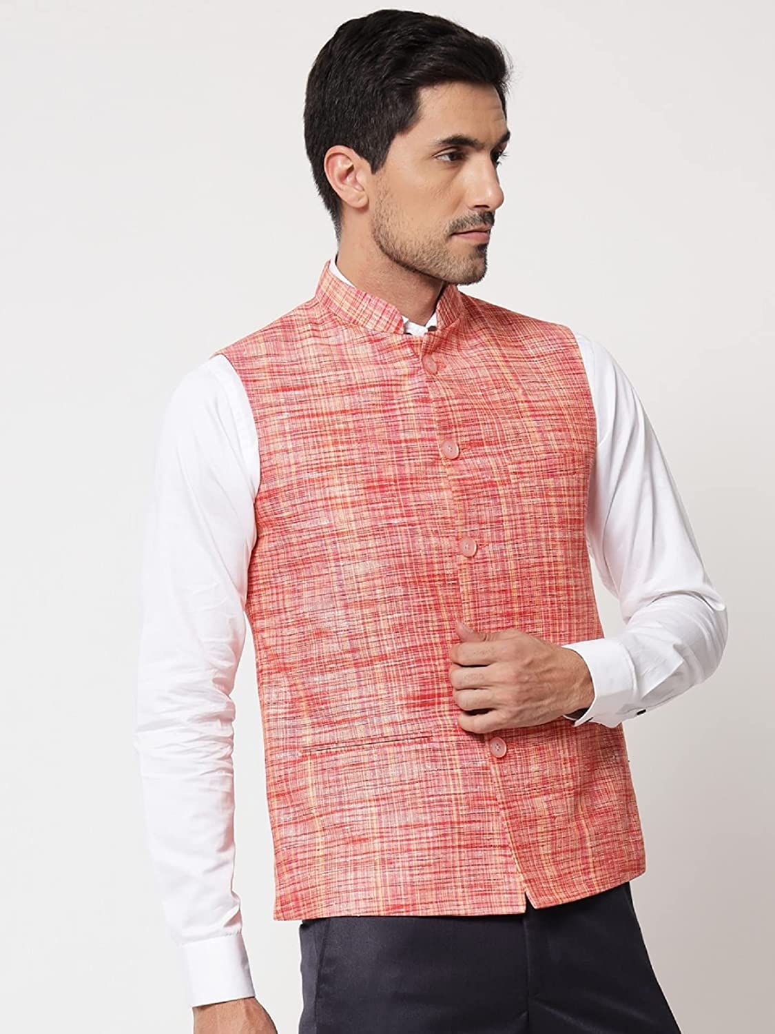 Small Check Patterns - South Cotton Nehru Jacket