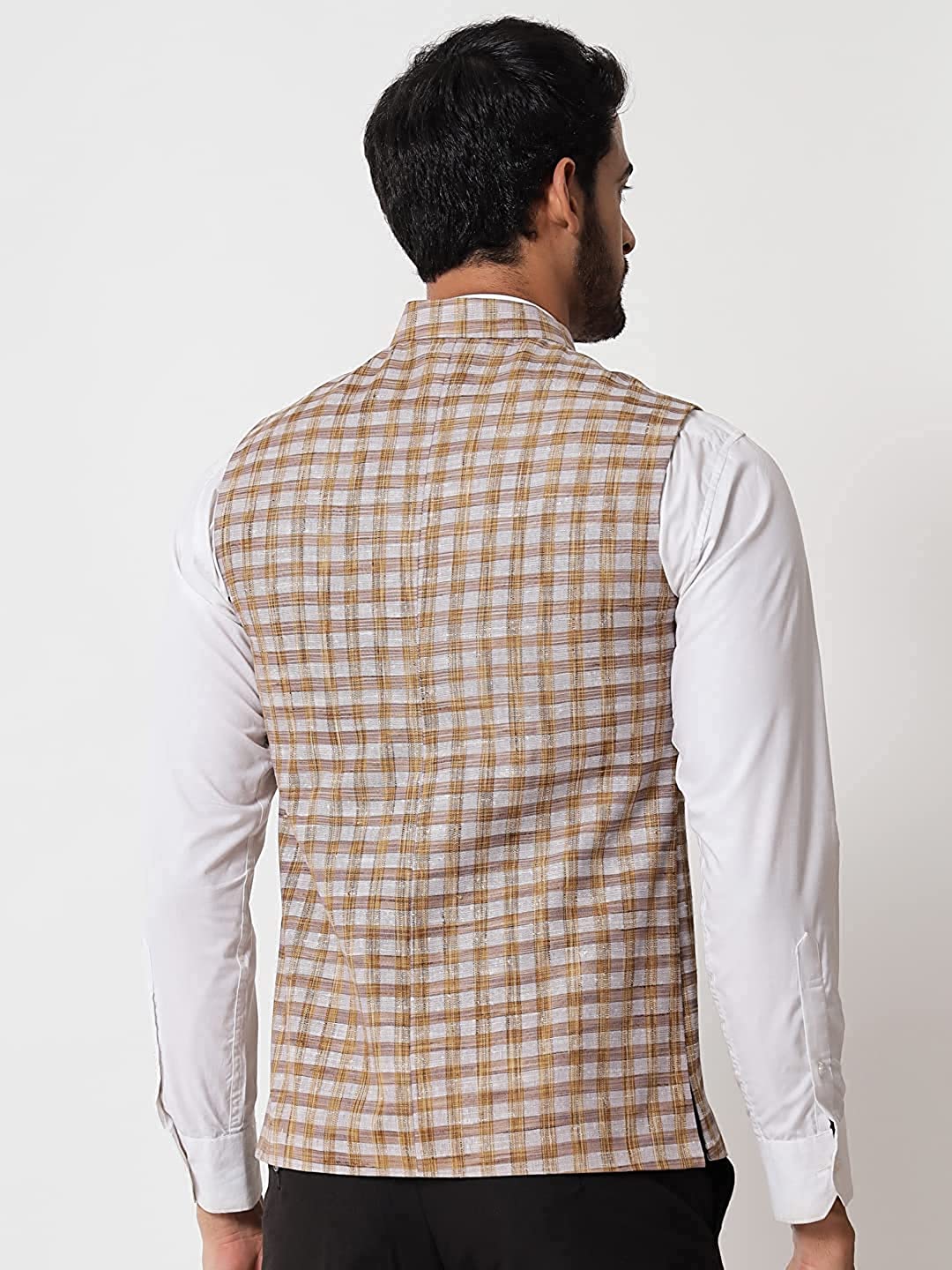 Vastraa Fusion Modi Jacket / Waistcoat - Chabila Block Check Patterns - South Cotton Jacket