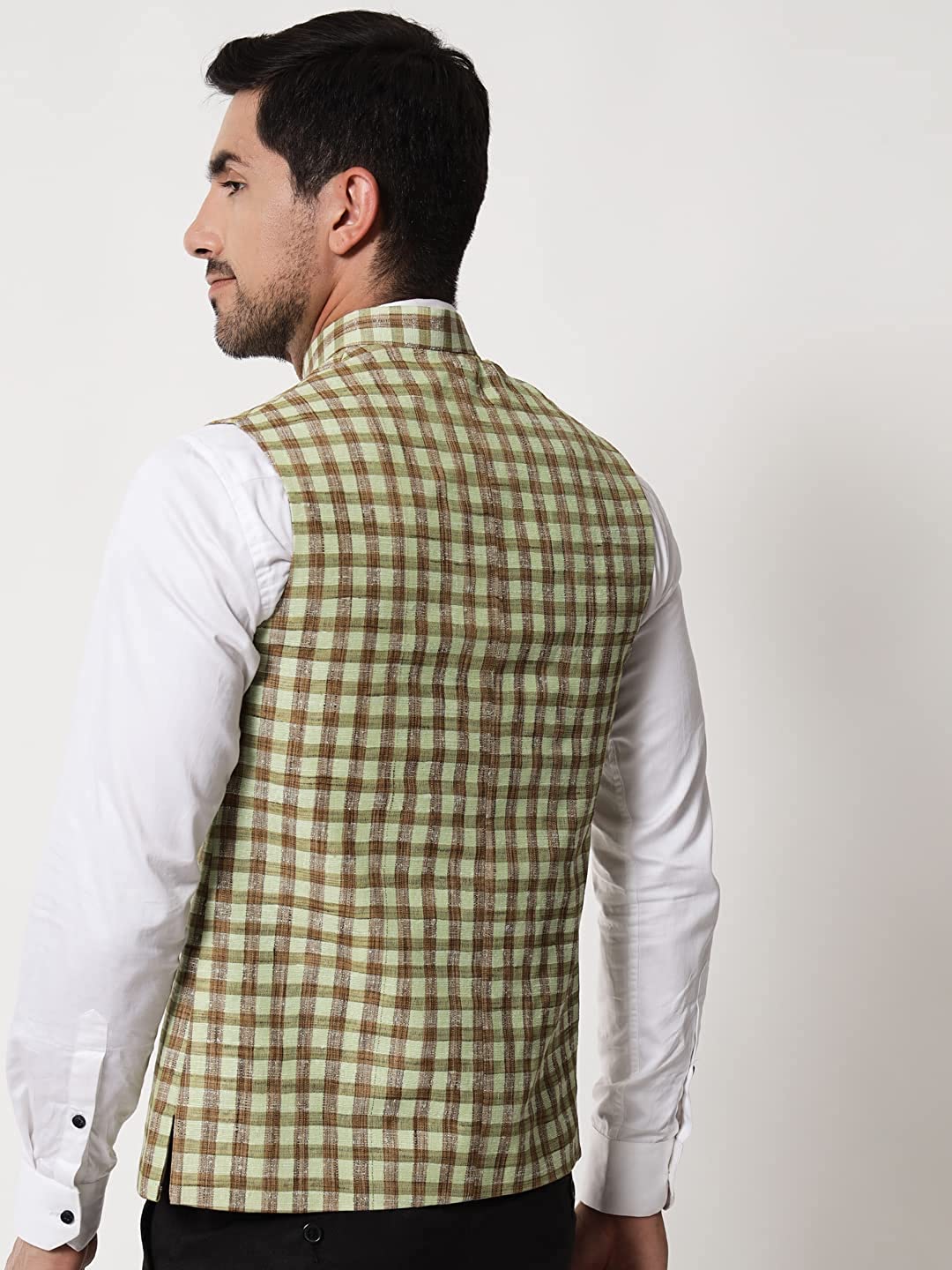 Vastraa Fusion Modi Jacket / Waistcoat - Chabila Block Check Patterns - South Cotton Jacket